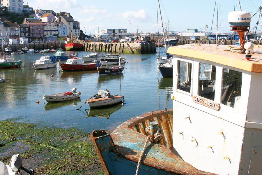 View of Brixham Harbour With Fishing Boat Lucy-Lou